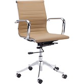 Tyler Full Back Office Chair in Tan Leatherette on Stainless